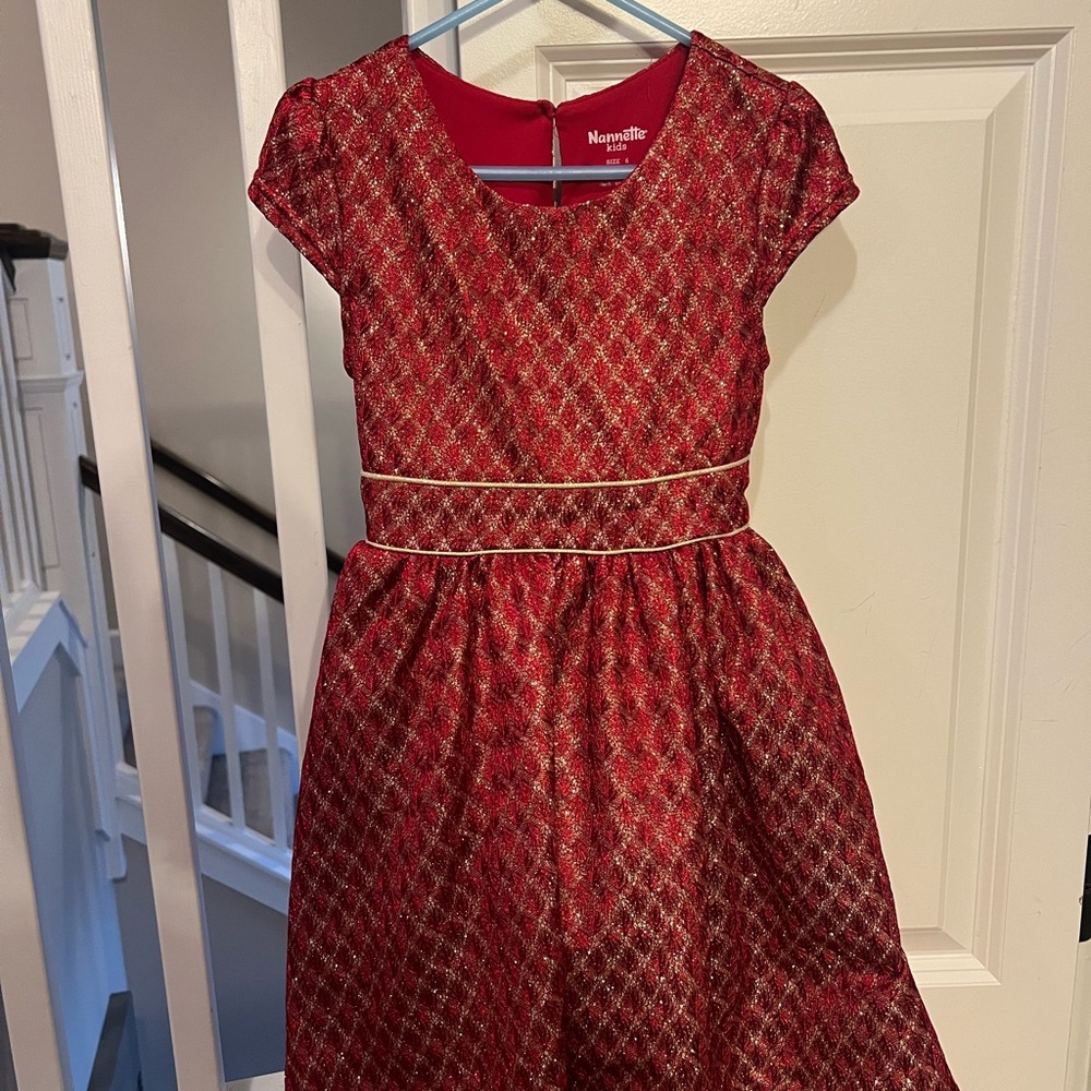 Nannette Red and Gold Formal Kids Dress